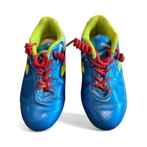 4/20🥳 Diadora Boys Rush Soccer Cleats Blue Yellow Size 11T